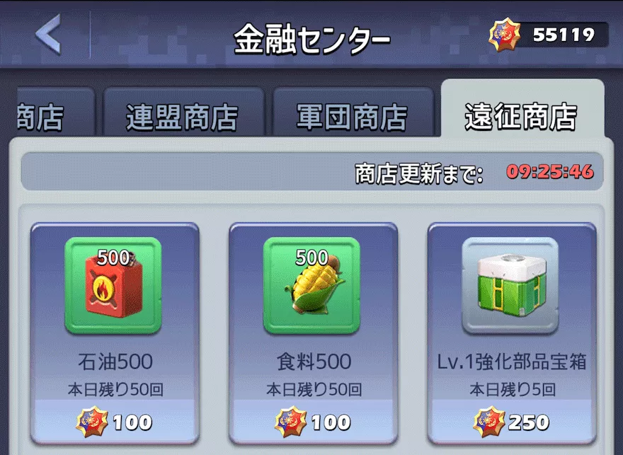 遠征作戦_遠征商店