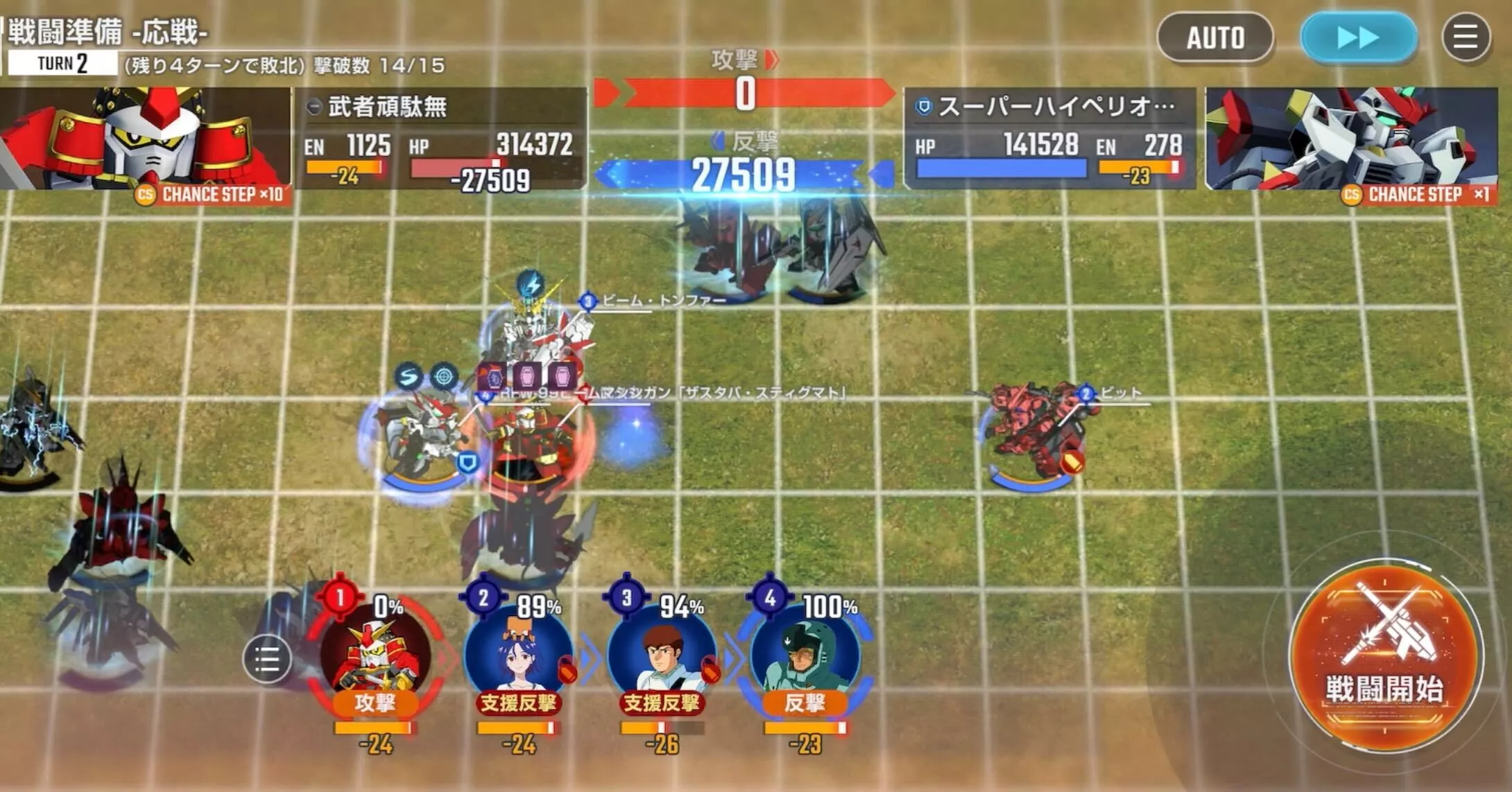 ボスはHPが一番大きいユニットを攻撃する