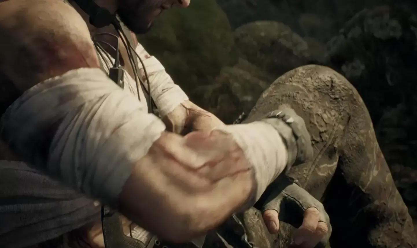 スネークの体に刻まれる戦闘の記録