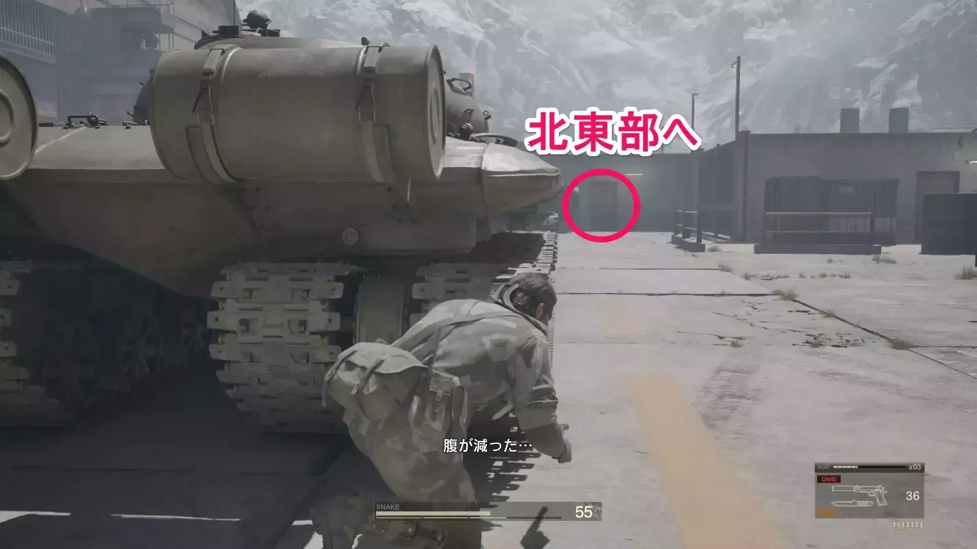 北東部へ移動する