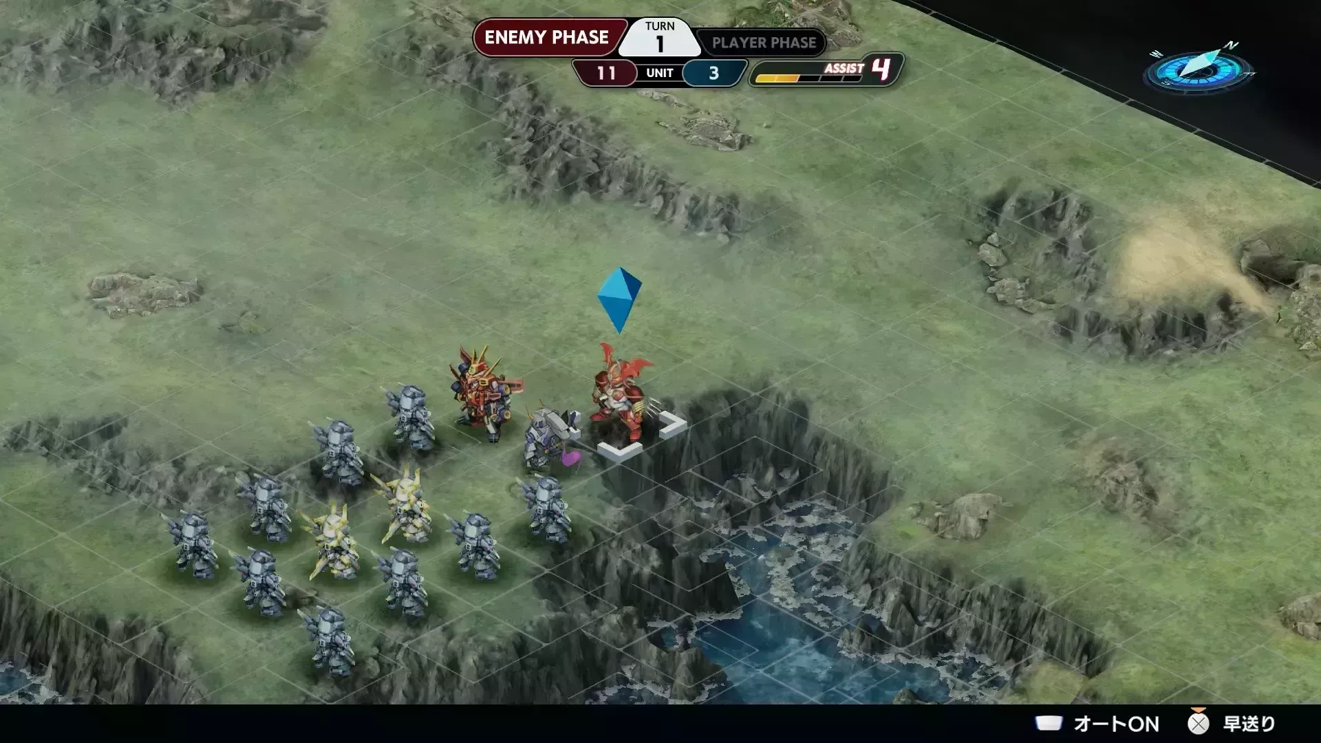 ルーンドラッヘの援護攻撃のために隣接しておく