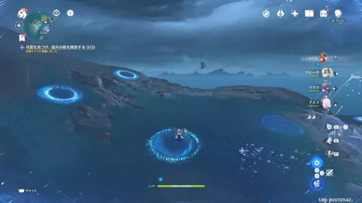 マップ西側の月霊は地面の青丸の上に立ちジャンプで高跳びする