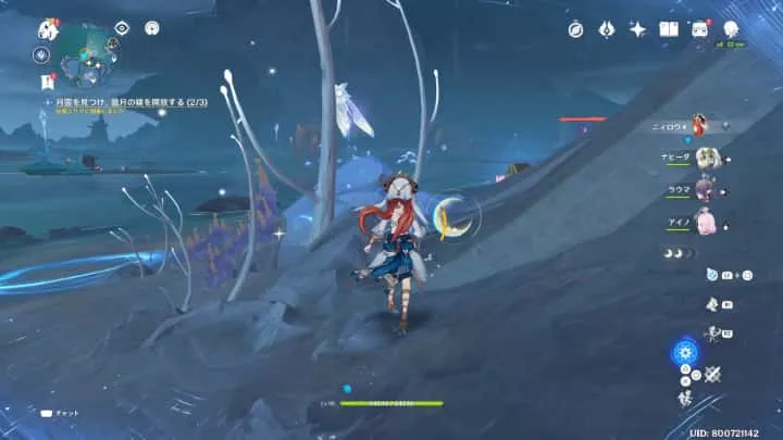 マップ北側は月霊に近づくと移動するのでついていく