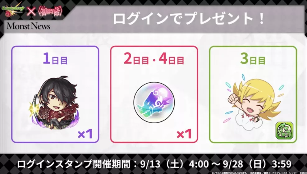 物語コラボログインプレゼント