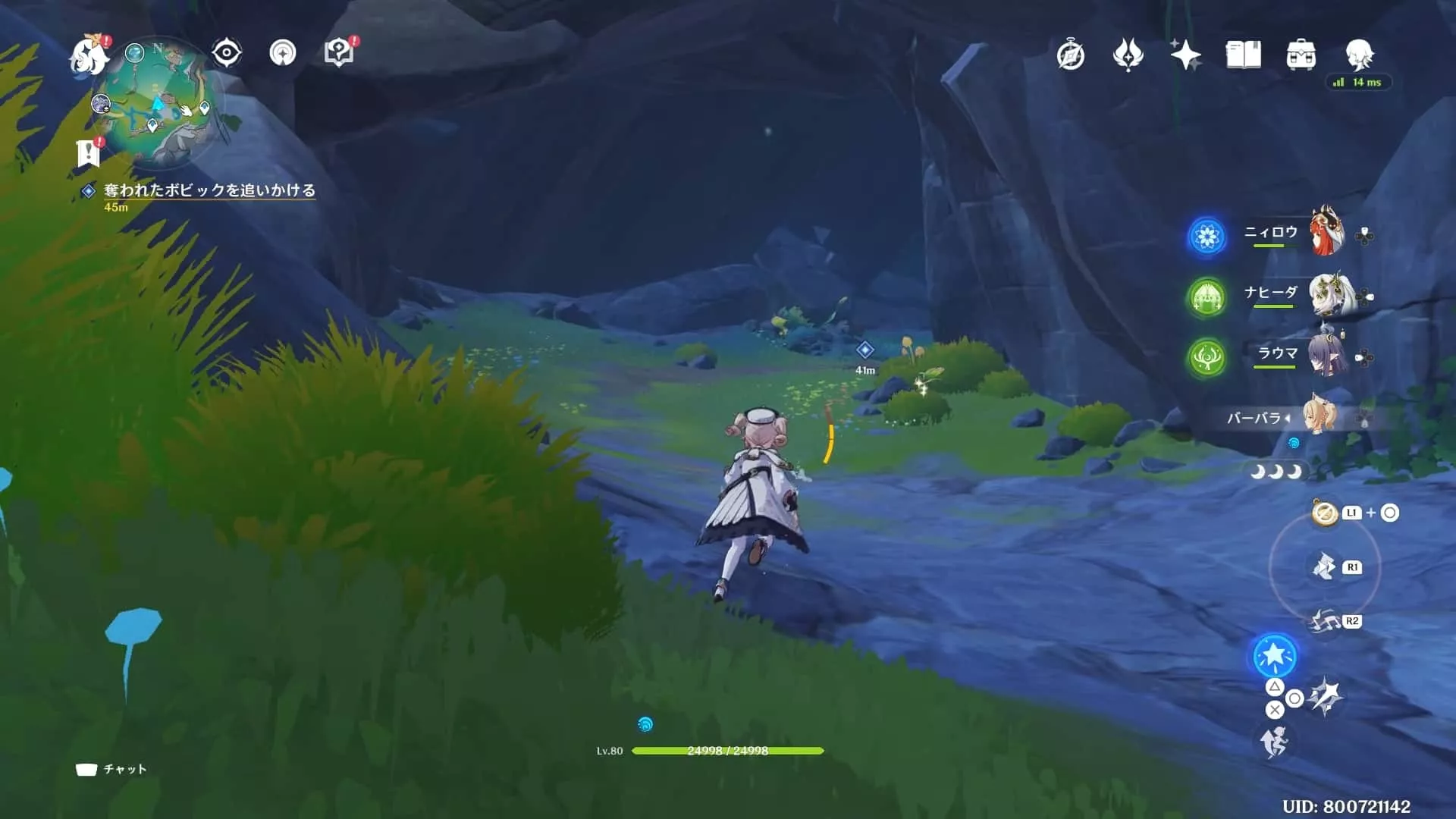 倒した後ロボを追いかけて洞窟の中に入る