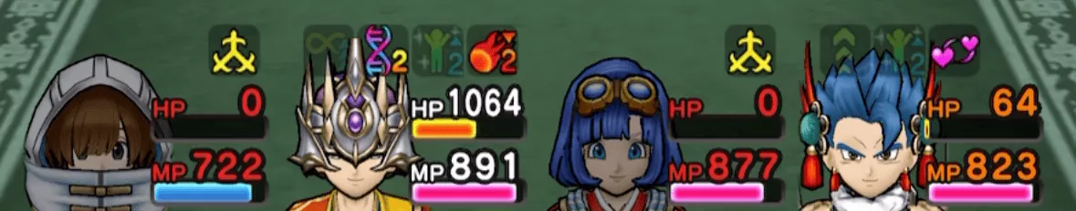 眠りや魅了・メラ耐性ダウンをまもりのたてで防ぐ