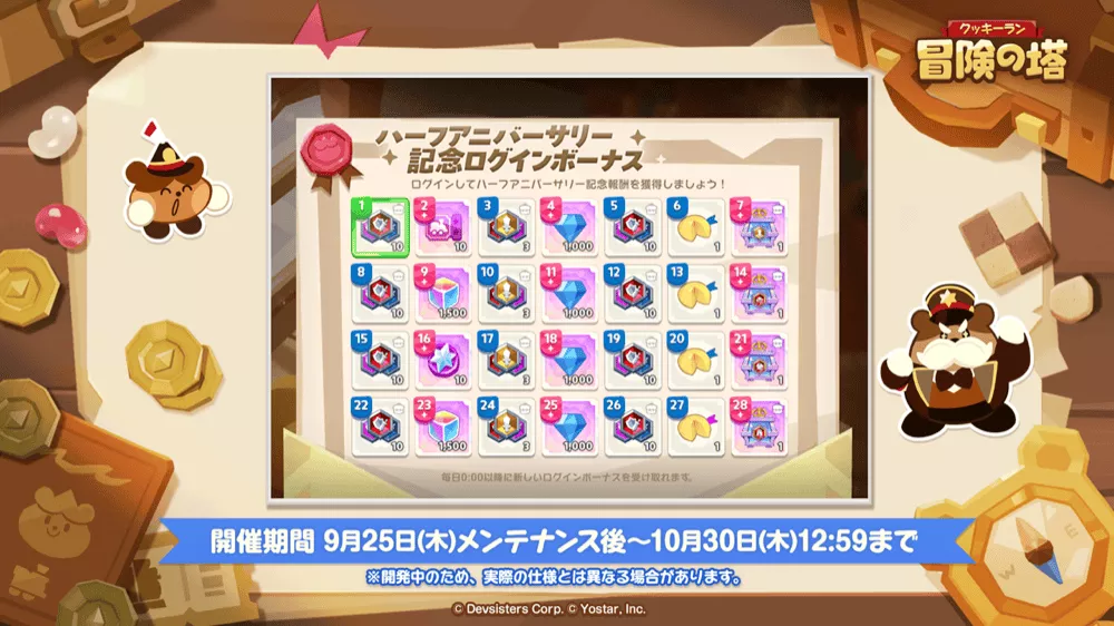 ハーフアニバーサリーログインボーナス