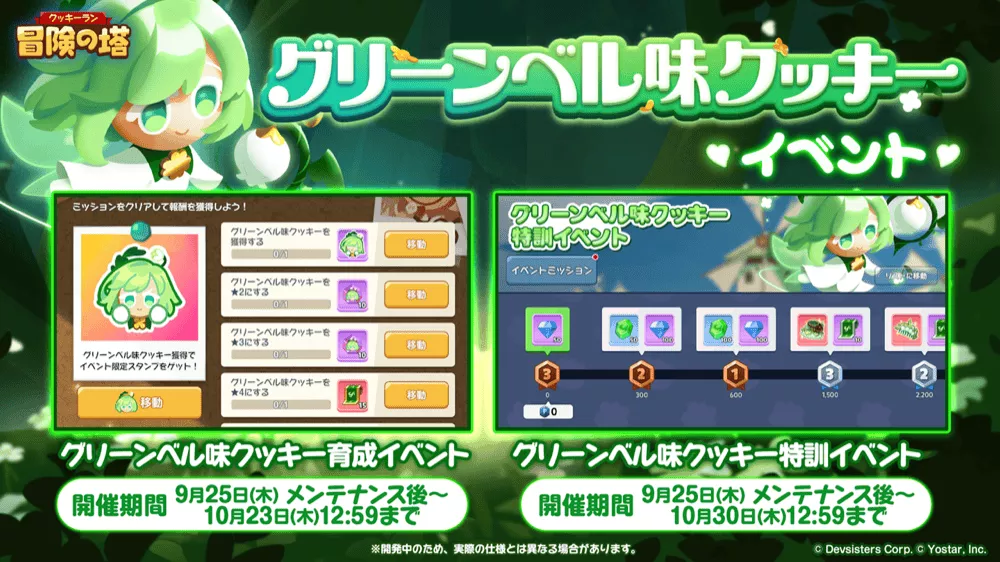 グリーンベル味クッキー育成/特訓イベント