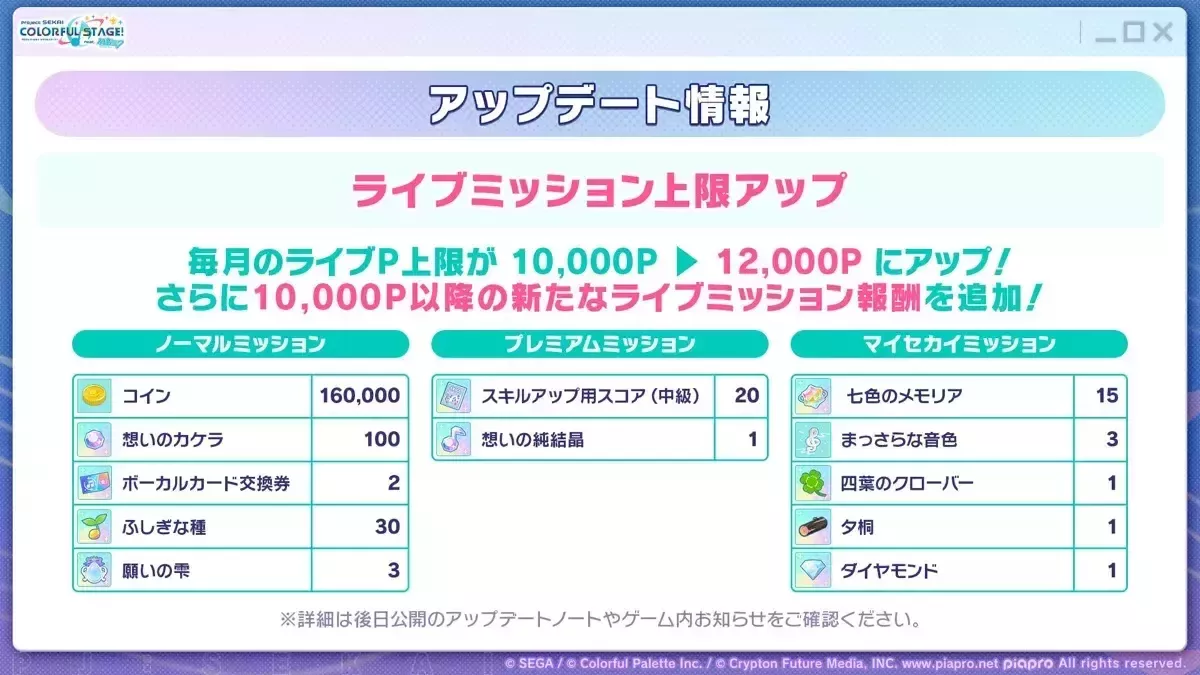 ライブミッション上限アップ