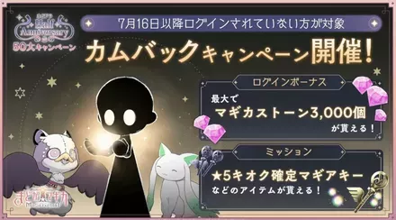 カムバックキャンペーン開催