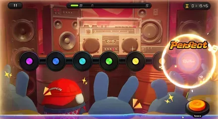 リズムに合わせてボタンを押す