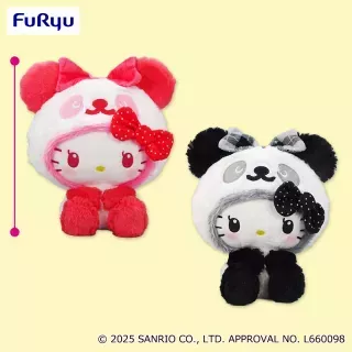 パンダ ハローキティ テキスタイルリボンBIGぬいぐるみ