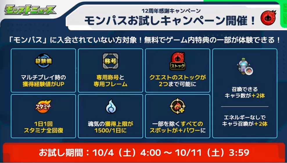 モンパスお試しキャンペーン