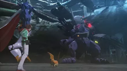 メタルグレイモン（青）と戦闘