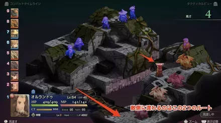 谷間となって分断