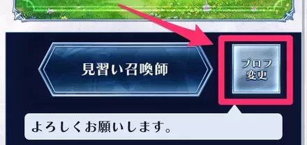 プロフィールの「プロフ変更」をタップ