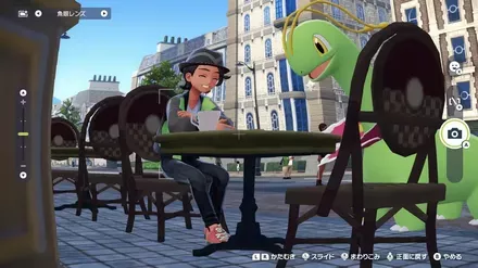 カフェでポケモンと写真撮影