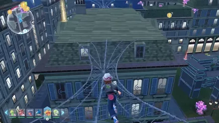 蜘蛛の巣の上を渡る