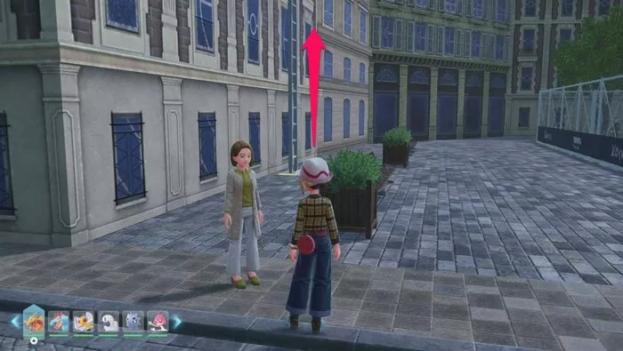 近くのはしごを登る