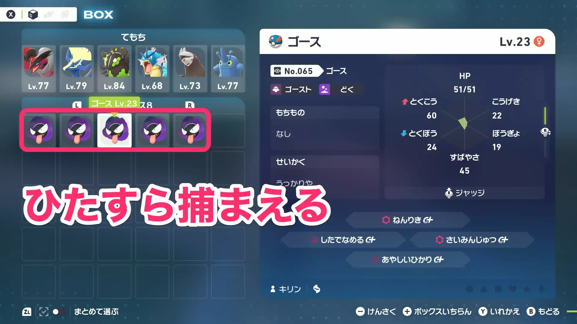 野生ポケモンをひたすら捕まえて厳選