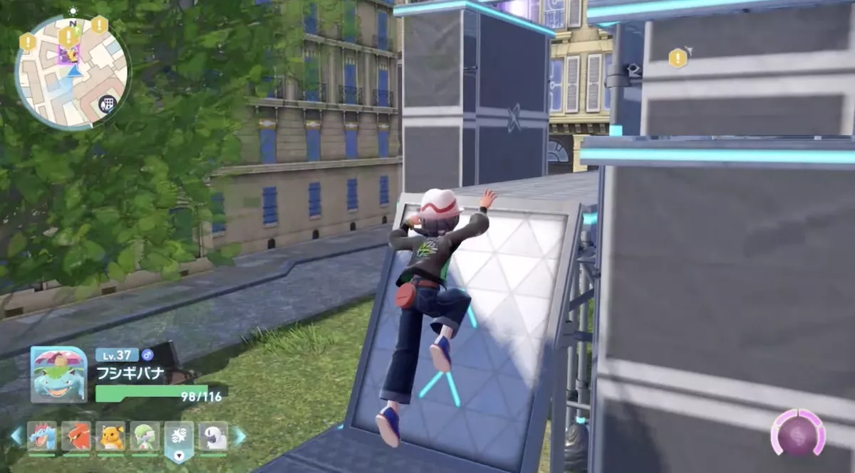 アスレチックの段差でジャンプ