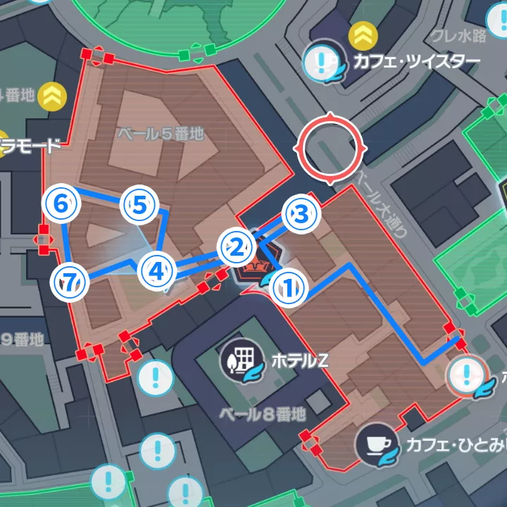 ベール5番地のバトルゾーン周回ルート
