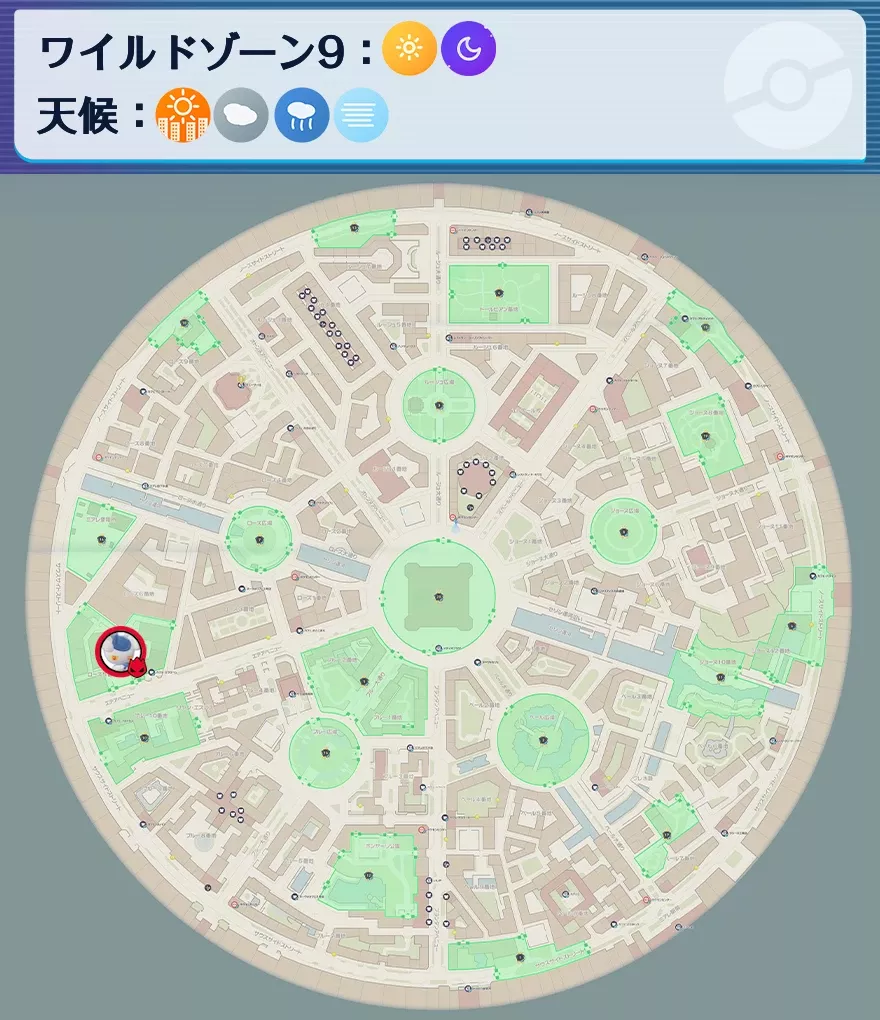 ニャオニクス（メス）の出現場所マップ