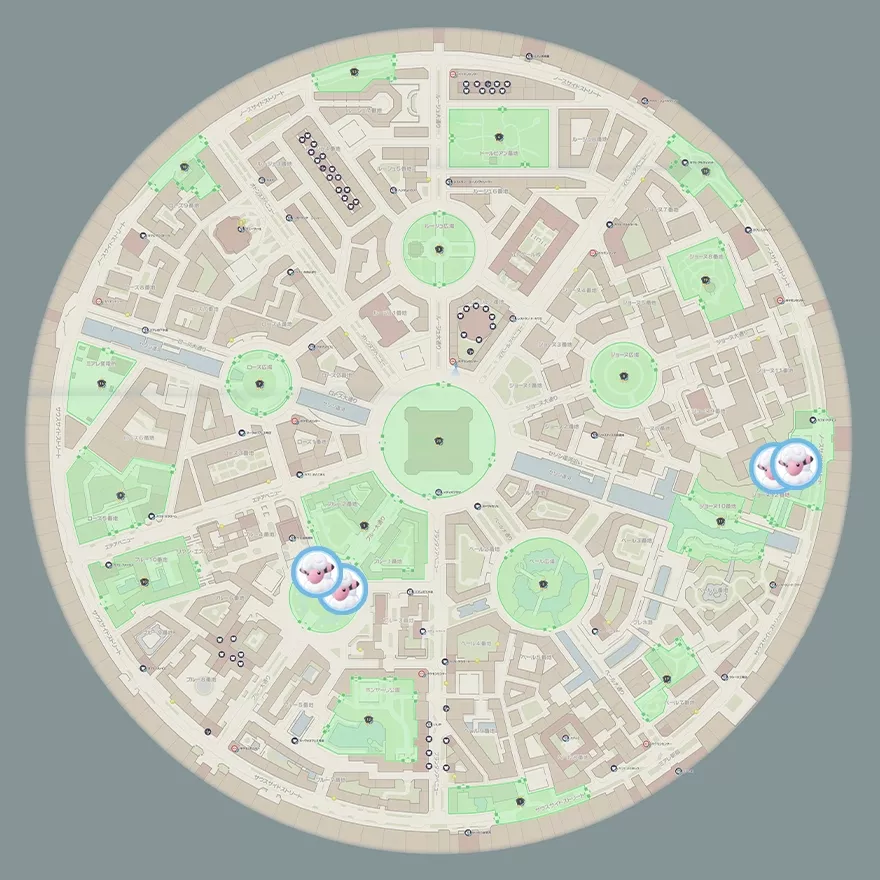 モココの出現場所マップ