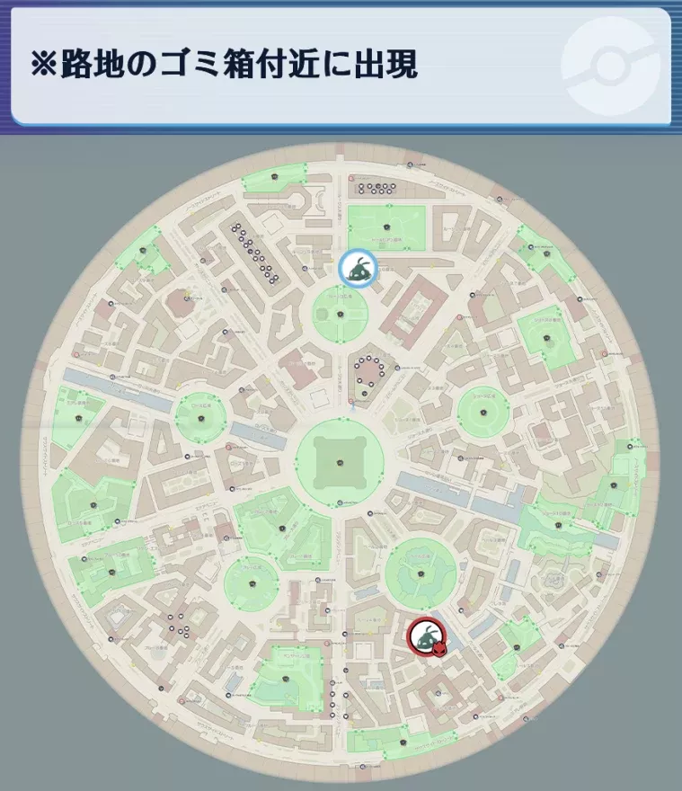 ヤブクロンの出現場所マップ