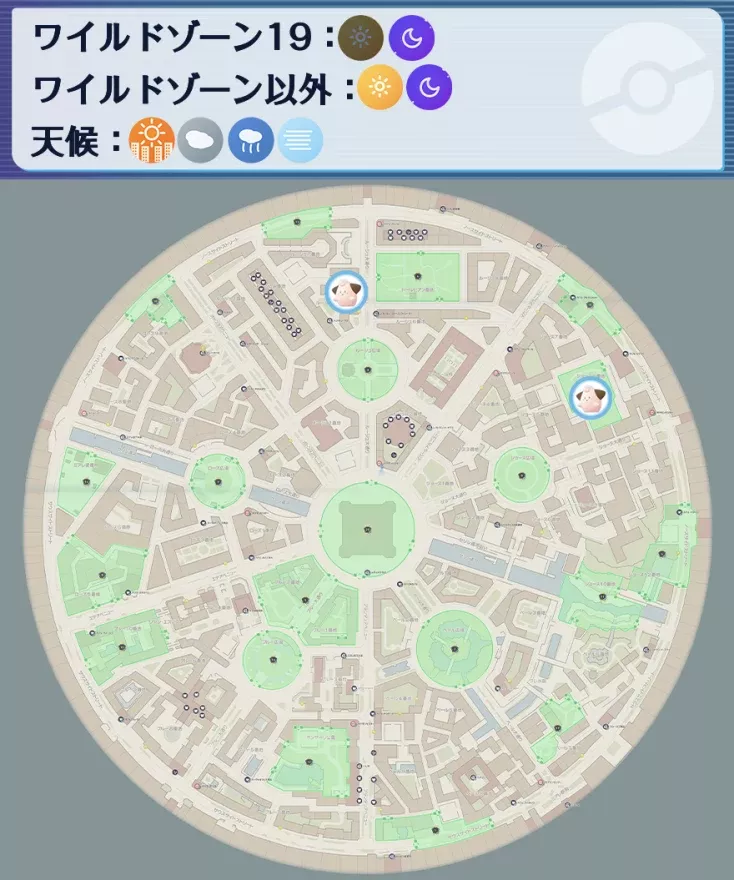 ピィの出現場所マップ