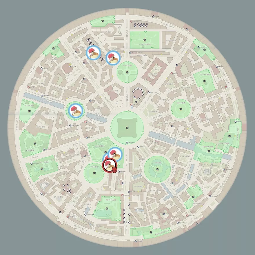 ピジョンの出現場所マップ