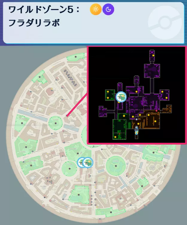 ラクライの出現場所マップ