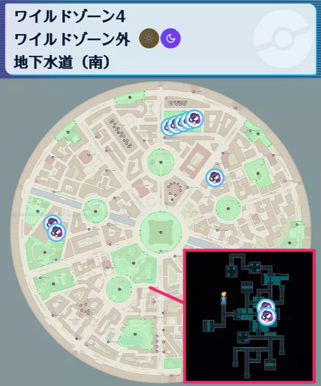 ゴースの出現場所マップ