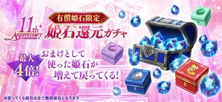ファンキルシリーズ11thAnniversary有償姫石限定姫石還元ガチャ