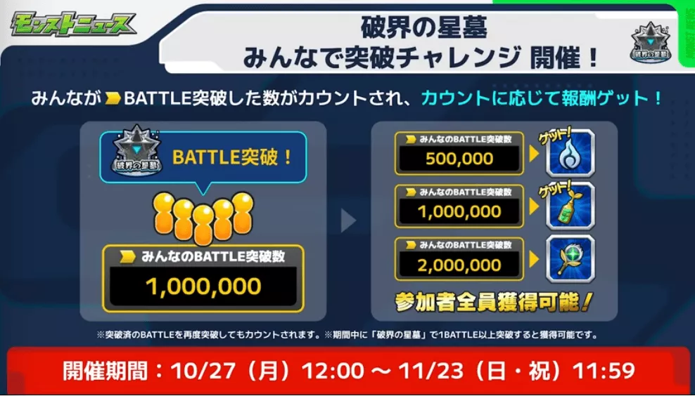 破界の星墓のみんなで突破チャレンジが開催