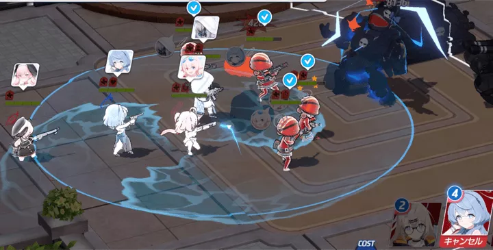 味方のヘルメット団にバフをかける