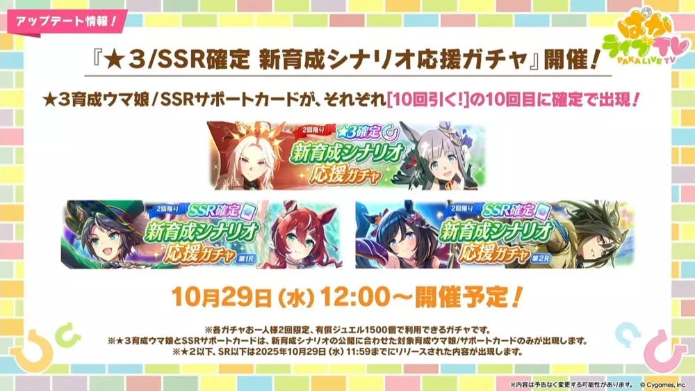 新シナリオ応援ガチャ