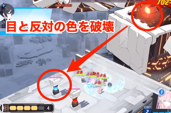 目と反対の色を破壊