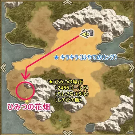 ひみつの花畑までのマップ
