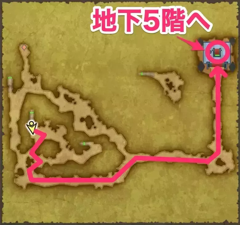 地下4階の北東にある階段を降りる