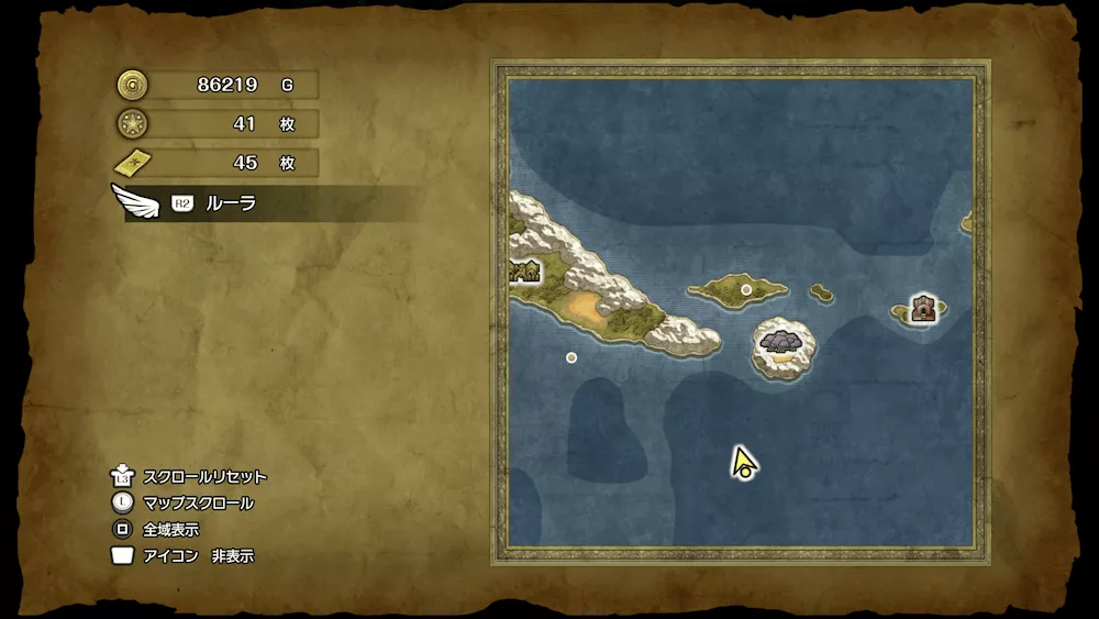 世界樹の森から南の深海のキラキラ94の場所マップ