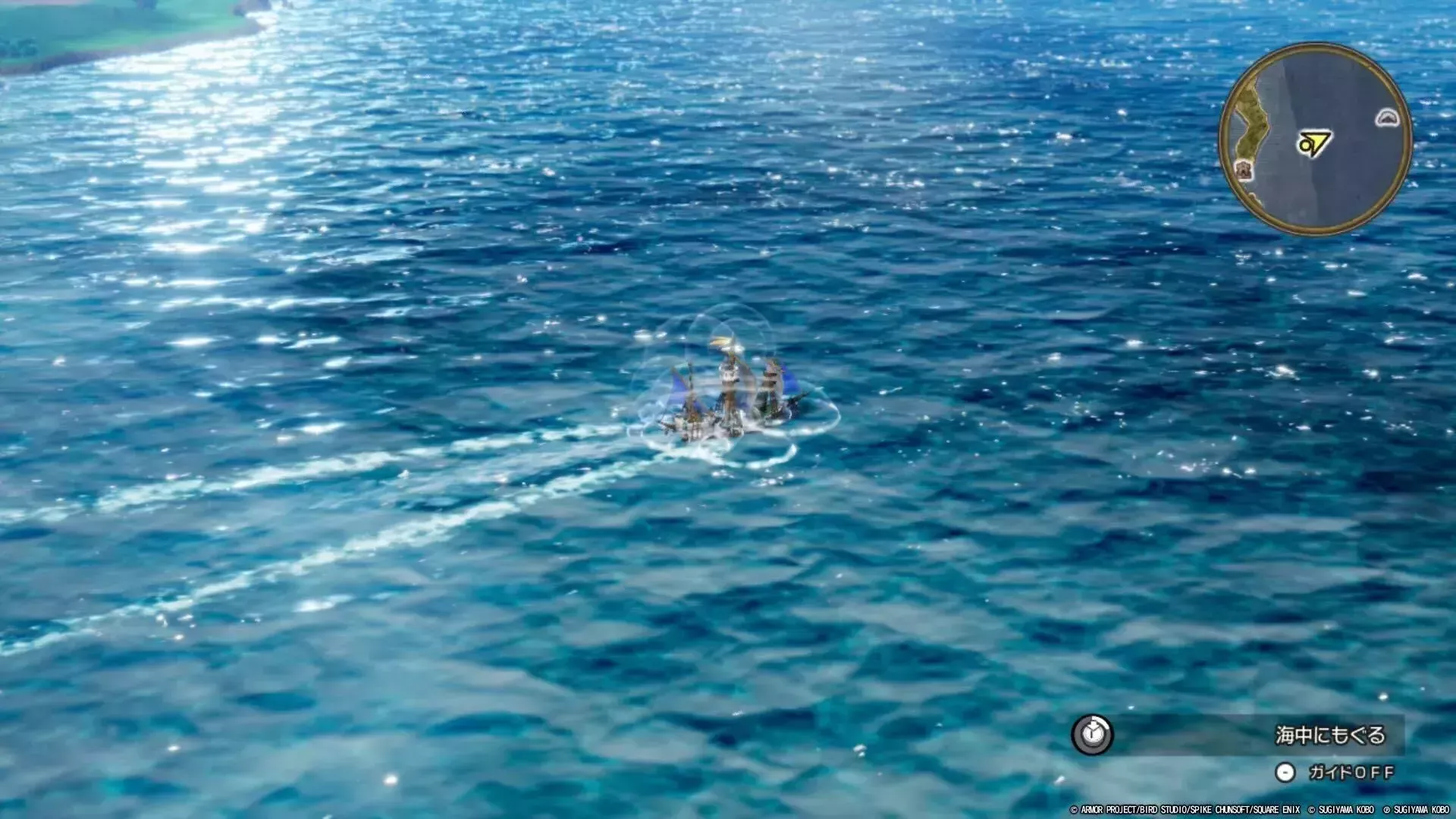 北西に向けて潜りつつ移動