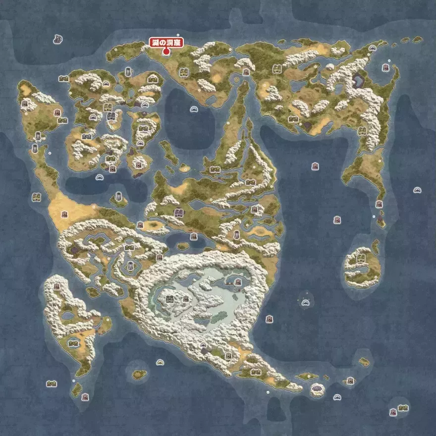 湖の洞窟の場所画像