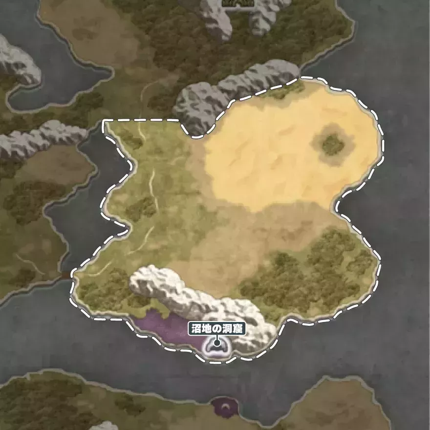 マイラ南部沼地の洞窟周辺