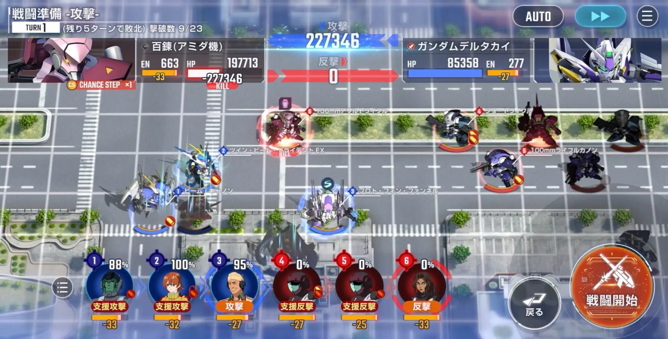 防御力アップしている2体の敵をボス前に倒す