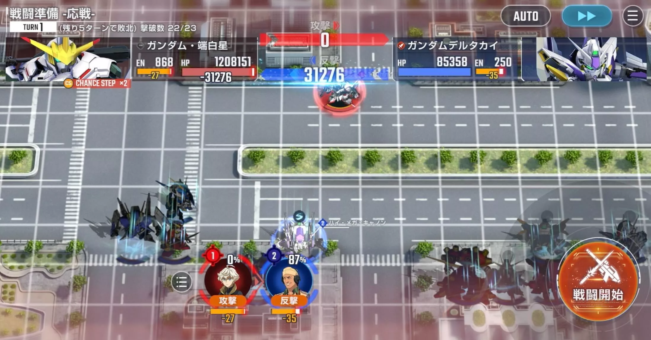 スウェーを使って敵の攻撃を1体で耐えきる