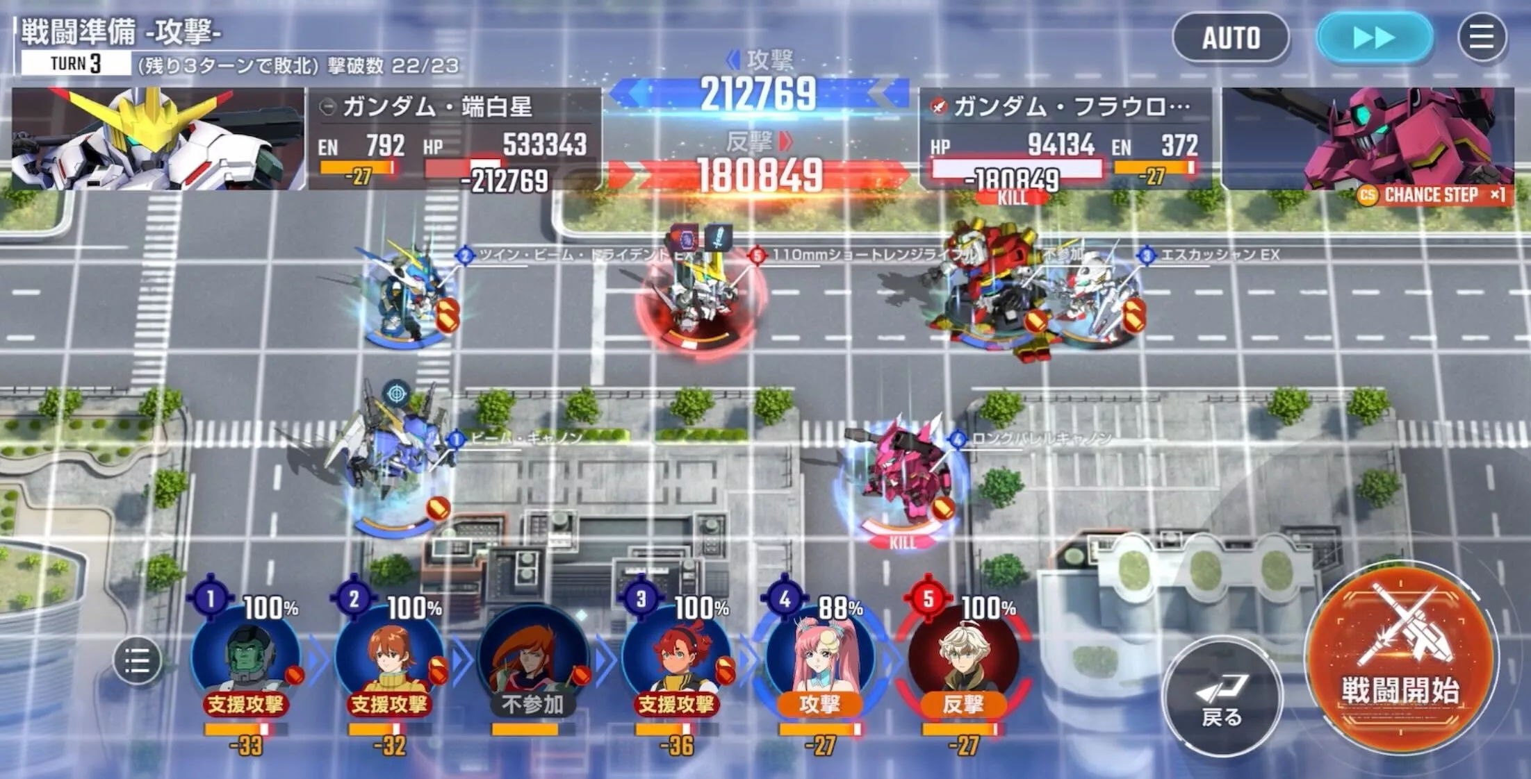 支援攻撃キャラはなるべく最後まで残す