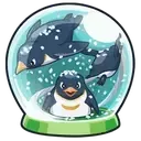 ペンギンのスノードーム画像