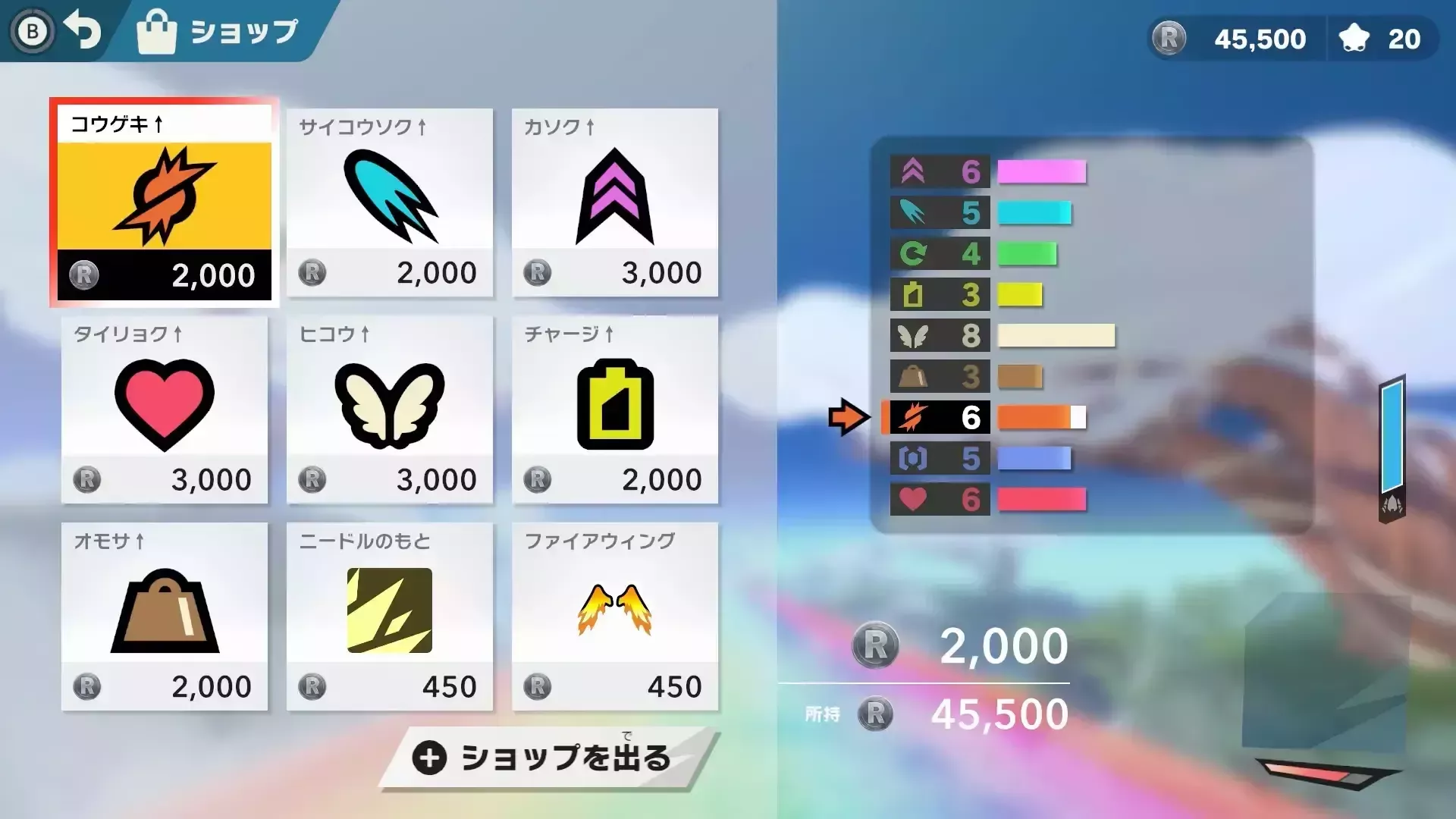 ショップでアイテムを購入