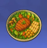 ヴィーガンステーキと健康サラダ画像